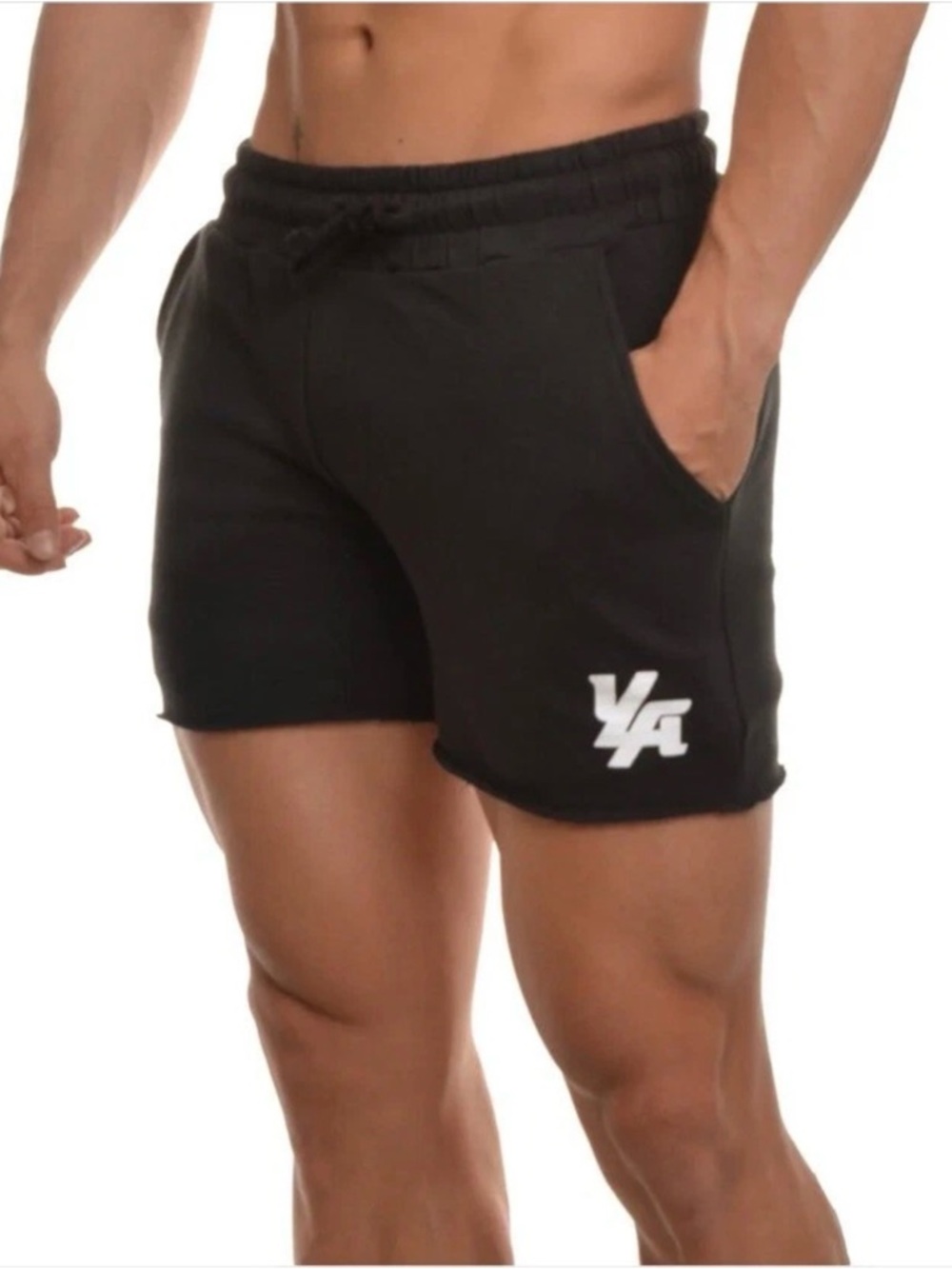 YoungLA Men's Bodybuilding French Terry Gym Workout Shorts Black Size XL
